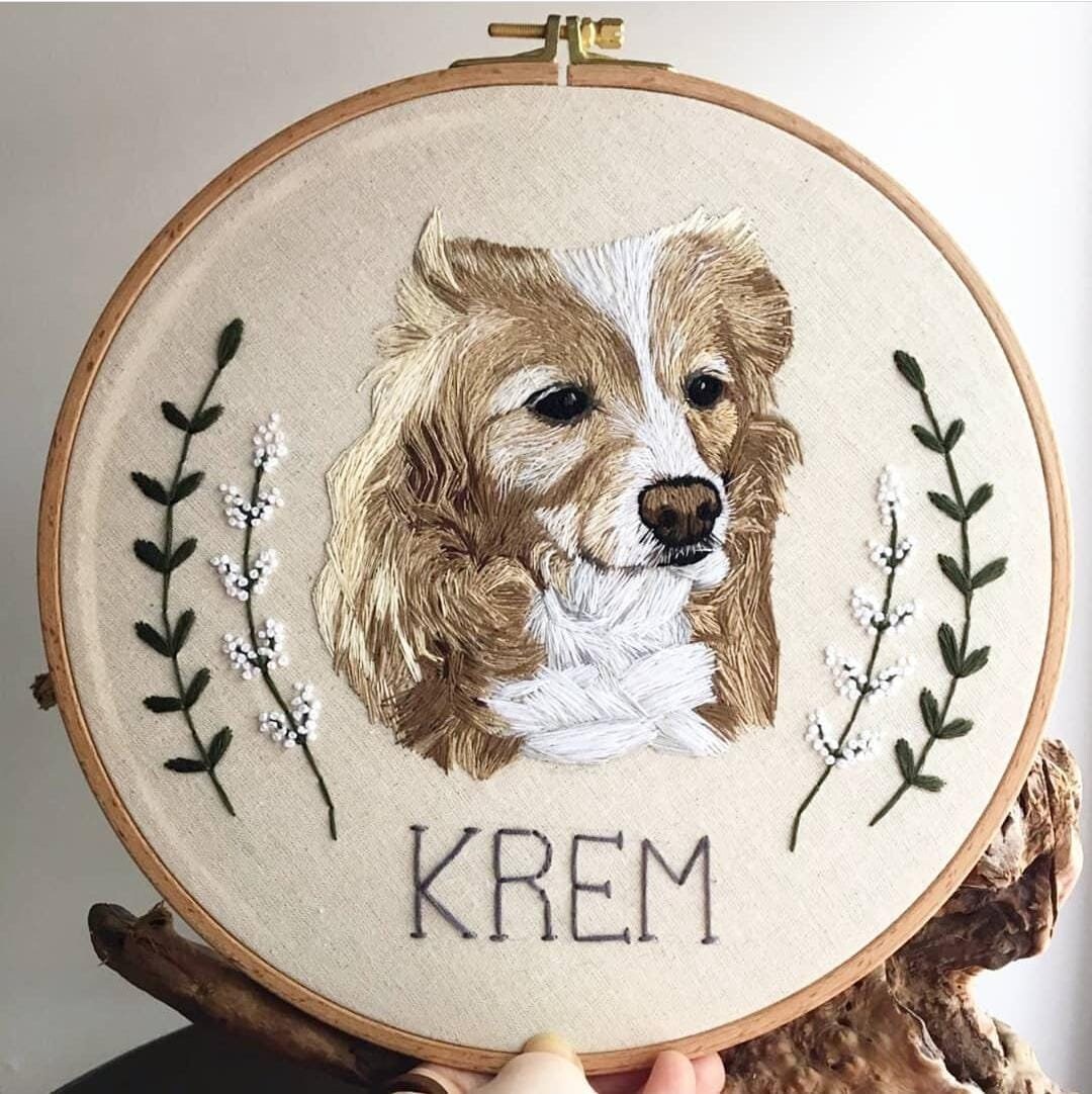 Embroidered Custom Pet Portrait Custom Dog Portrait Pet Etsy