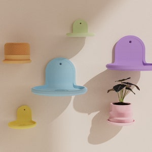 NEW - Wall mount for flower pots / various sizes / flower pot wall in bright pastel colors