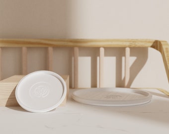 Coasters in Organic White made from bioplastic in various sizes / also suitable for cups