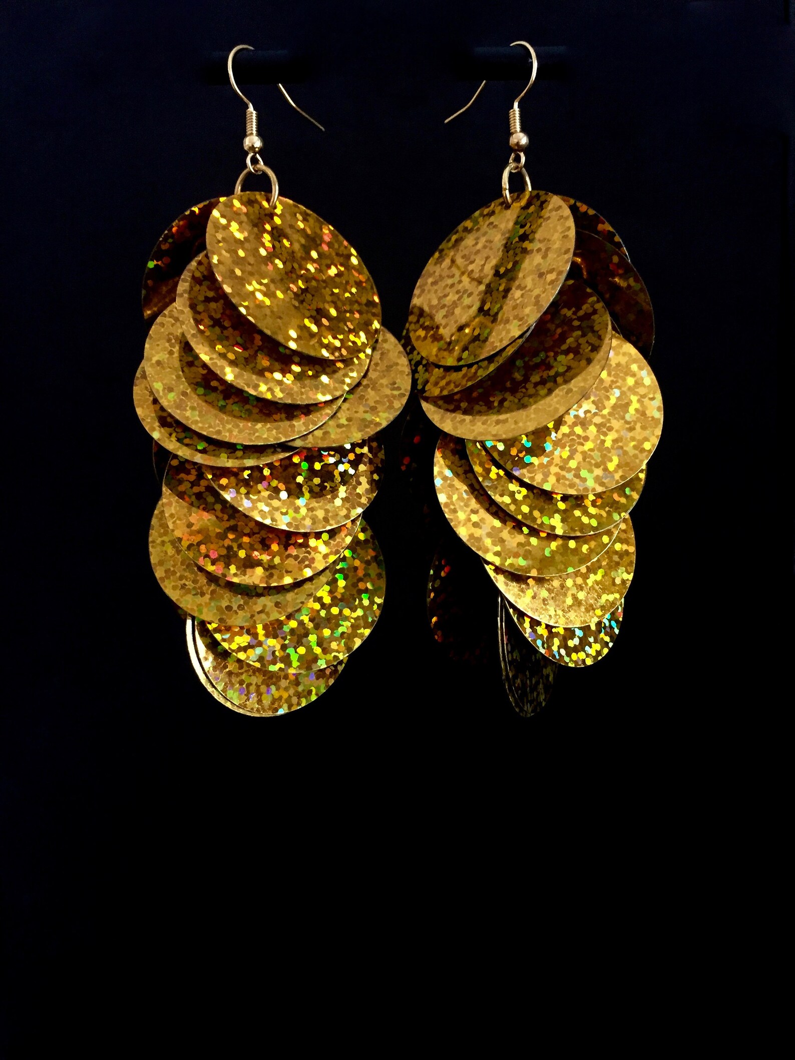 Gold glitter earrings Clearance