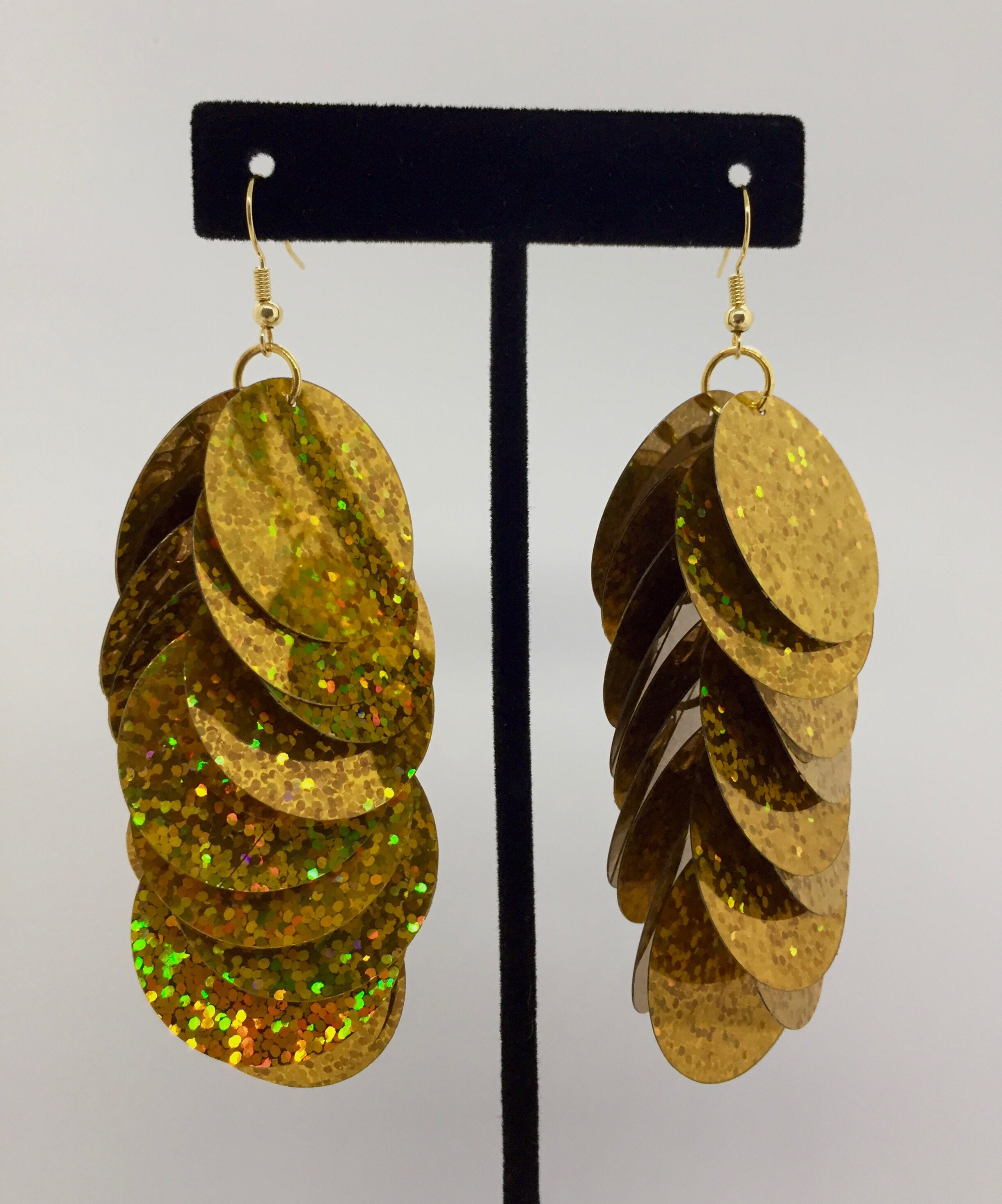 Gold glitter earrings Clearance