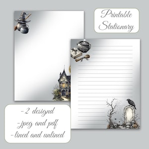 Halloween flower, Printable stationary, Spooky stationary, spooky writing paper, Letter paper, Lined writing paper, Stationary writing
