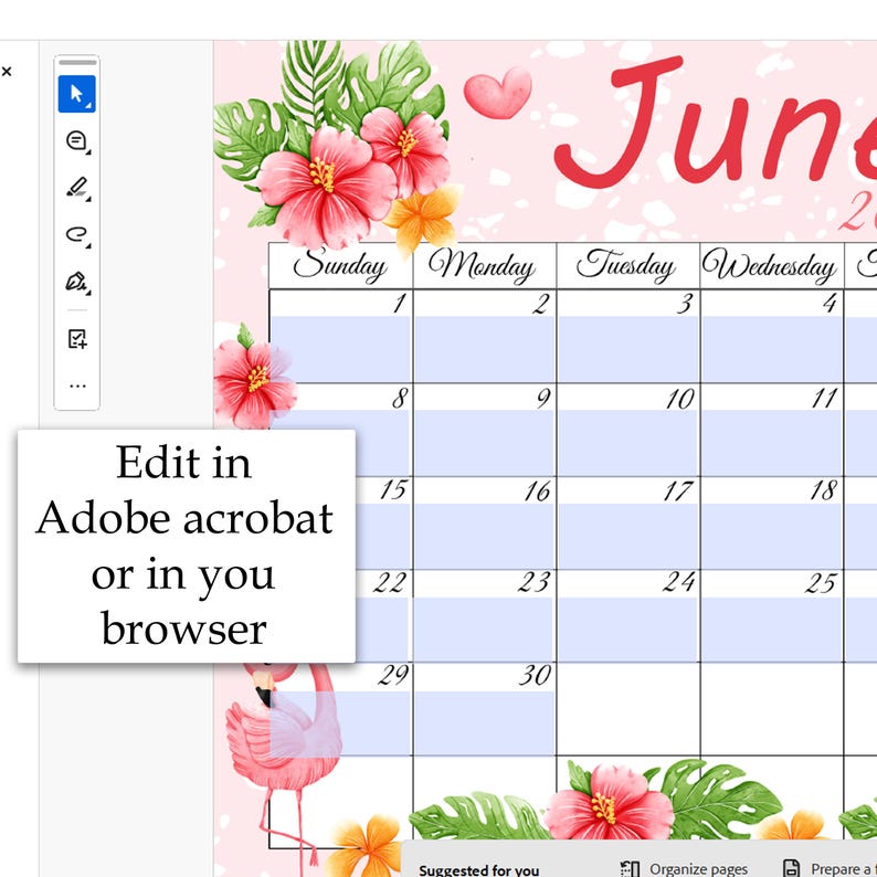 EDITABLE April 2026 Calendar, Summer Calendar, June Calendar, Printable ...