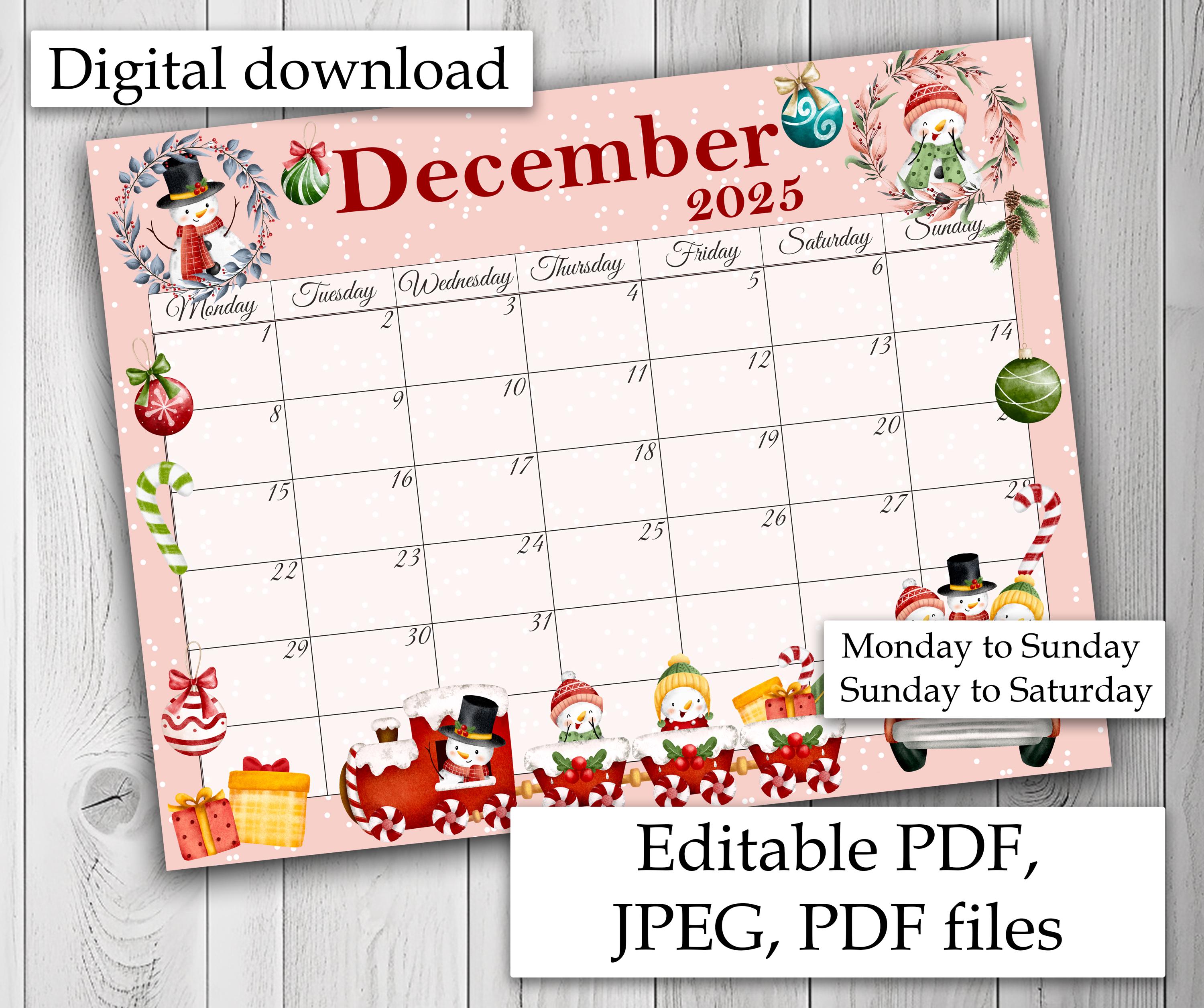 Word December Calendar