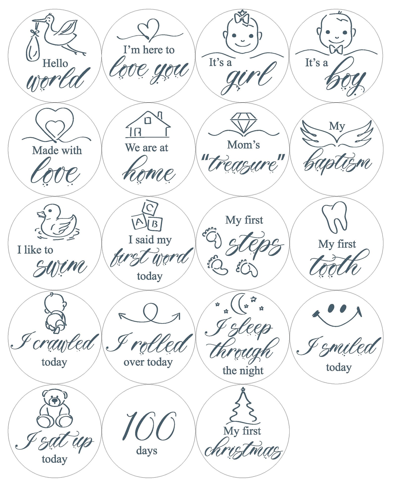 Baby Milestone Signs My First Moments Activity Milestone Etsy