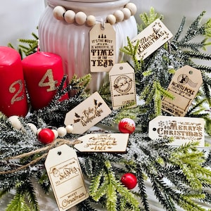 Namensschild für Weihnachten aus Holz, Geschenkanhänger für Nordpol