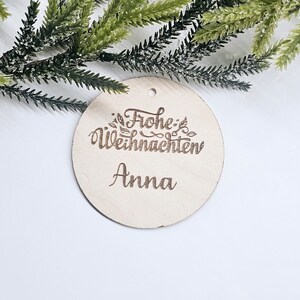 Personalisierte Weihnachtskugel Benutzerdefiniertes Logo Dekor Weihnachtsbaumkugeln Holzverzierung Laser geschnittener Name oder Logo Weihnachten graviert Frohe Weihnachten