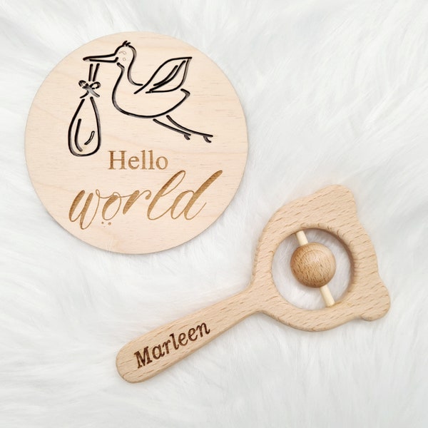 Wooden Baby Rattle Etsy
