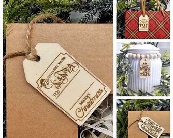 Étiquette de nom de Noël Étiquette de nom de cadeau en bois Étiquette de cadeau du Père Noël Étiquette de livraison du pôle Nord