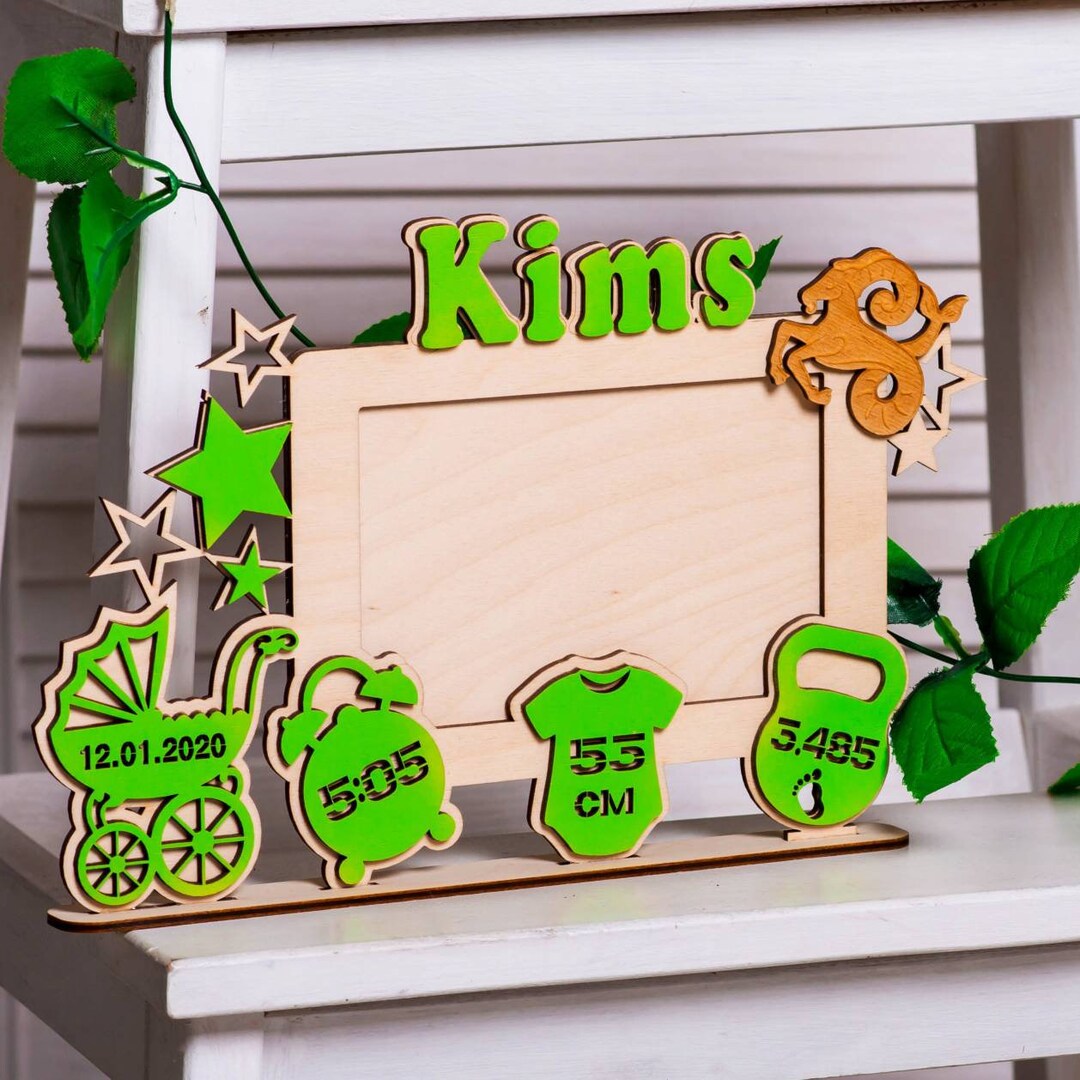 Custom Zodiac & Baby Stats Wooden Photo Frame Birth Announcement Frame ...