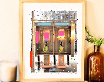 New York Phone Booth New York City Art Print NYC Wall Decor Architecture Illustration New York Cityscape Art Print New York Wall Art NY Gift