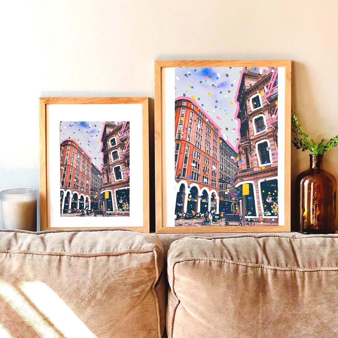 New York City Art Print NYC Wall Decor Architecture Illustration New