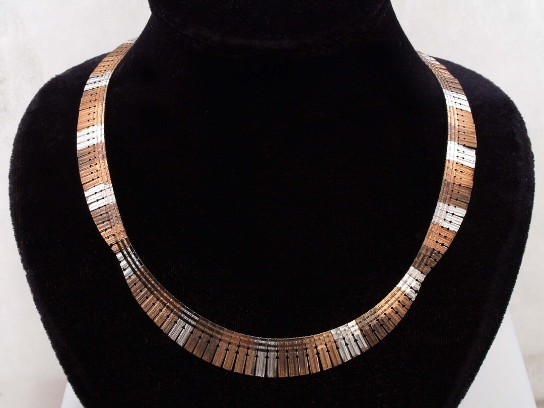 Sterling Silver Chain Link Multi Colored Scalloped Necklace Collar ...