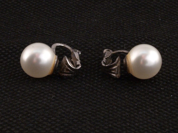 Faux 10mm single Pearl Marvella Sterling Silver c… - image 4