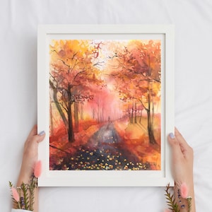 水彩画「秋の里山」 水彩画 里山 秋 風景画のイラスト素材 - PIXTA