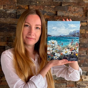 Sea Landscape ORIGINAL Oil Painting | Wild Coast Beach & Waves | Seascape Canvas Art | Impasto Palette Knife | Ocean Wall Decor 8x10 in