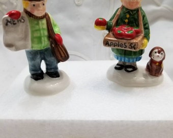 Snow Village "Girl Selling Apples and News Boy" Department 56