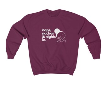 Naps, Nachos, and Nights InUnisex Heavy Blend Crewneck Sweatshirt