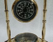 Clock Table Brass Desk , Quartz Miller Howard Antique Mantel Alarm ,Top Co Swiss Mantle Tiffany Germany , Gold Wood Heavy ,