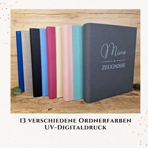 Zeugnismappe personalisiert Stern/ Ordner Schule/ Leinen Zeugnisordner / ZM-034