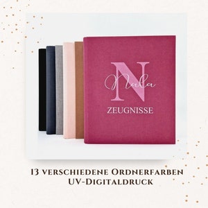 Zeugnismappe personalisiert mit Initialen/ Ordner Schule/ Leinen Zeugnisordner / ZM-020