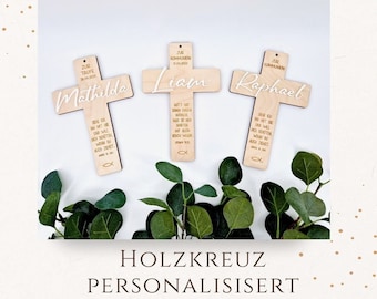 Personalisiertes Holzkreuz/ Taufgeschenk/ Kommunionsgeschenk/ Patengeschenk