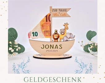 Personalized money gift for baptism, birth, communion Noah's Ark / HOA-011