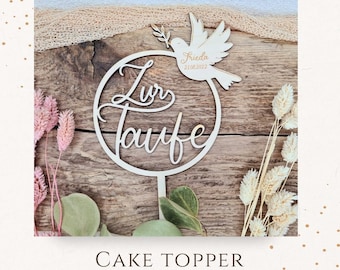 Cake Topper zur Taufe personalisiert