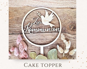 Zur Kommunion Cake Topper personalisiert mit Taube