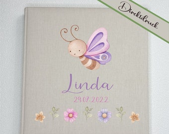 Personalized photo album butterfly/ linen book photo album/ baby album/ memory album/ photo album boy girl