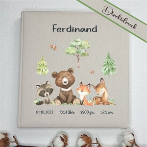 Album fotografico personalizzato animali della foresta/album fotografico libro di lino/album per bambini/album di ricordi/album fotografico ragazzo ragazza/FA-012