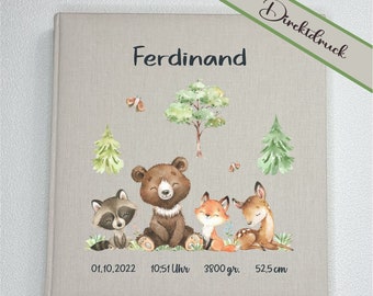 Album fotografico personalizzato animali della foresta/album fotografico libro di lino/album per bambini/album dei ricordi/album fotografico ragazzo ragazza