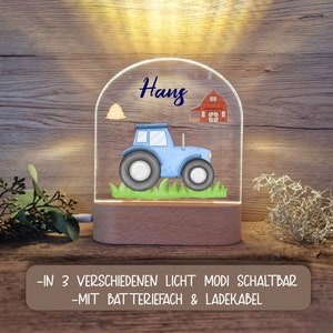 Veilleuse enfant LED personnalisée motif tracteur bleu / veilleuse / snooze light