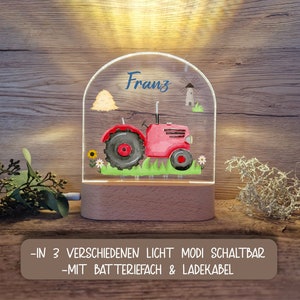 Children's night light personalized LED motif tractor red / night lamp / snooze light