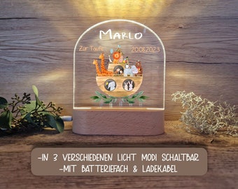Kinder Nachtlicht Personalisiert LED Motiv Arche Noah 2/Zur Taufe/ Nachtlampe/ Schlummerlicht