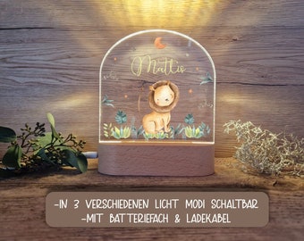 Kinder Nachtlicht Personalisiert LED Motiv Löwenstark/ Nachtlampe/ Schlummerlicht