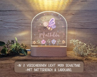 Kinder Nachtlicht Personalisiert LED Motiv Schmetterling / Nachtlampe/ Schlummerlicht