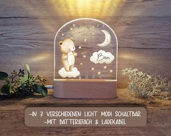 Kinder Nachtlicht Personalisiert LED Motiv Traumfänger Bär/ Nachtlampe/ Schlummerlicht