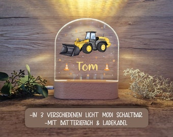 Kinder Nachtlicht Personalisiert LED Motiv Radlader/ Nachtlampe/ Schlummerlicht