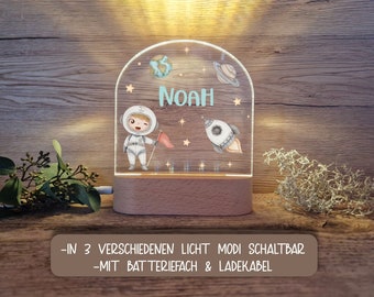 Kinder Nachtlicht Personalisiert LED Motiv Astronautenjunge / Nachtlampe/ Schlummerlicht
