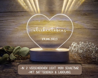Personalisiertes Hochzeitsgeschenk LED Motiv Namen/ Nachtlampe/ Nachtlicht / NL-071