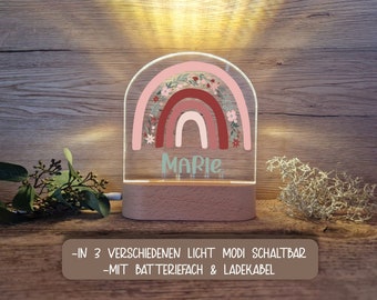 Kinder Nachtlicht Personalisiert LED Motiv Regenbogen/ Nachtlampe/ Schlummerlicht