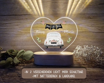 Personalisiertes Hochzeitsgeschenk LED Motiv Auto/ Nachtlampe/ Nachtlicht