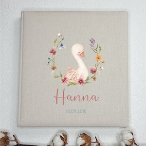 Album fotografico personalizzato cigno/album fotografico libro di lino/album per bambini/album di ricordi/album per bambini/FA-016