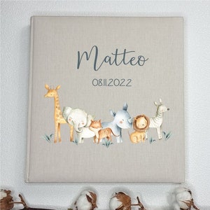 Album fotografico personalizzato Safari/Album fotografico libro di lino/Album per bambini/Album dei ricordi/Album fotografico per ragazzi/e/FA-011