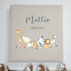 Personalized Photo Album Safari/ Linen Book Photo Album/ Baby Album/ Memory Album/ Photo Album Boy Girl