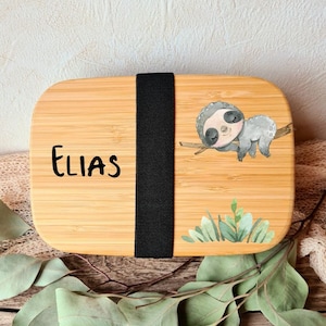 Frühstücksdose Personalisiert  Edelstahl Motiv Faultier / BD-008