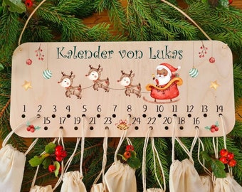 Personalisierter Adventskalender Motiv Weihnachtsmann on tour/  DIY Adventskalender