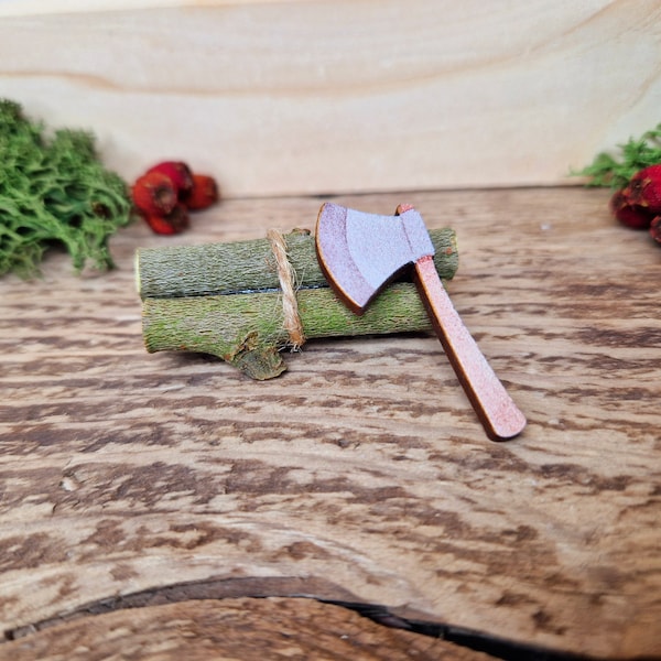 Wichtelzubehör Holzfäller Set Miniatur