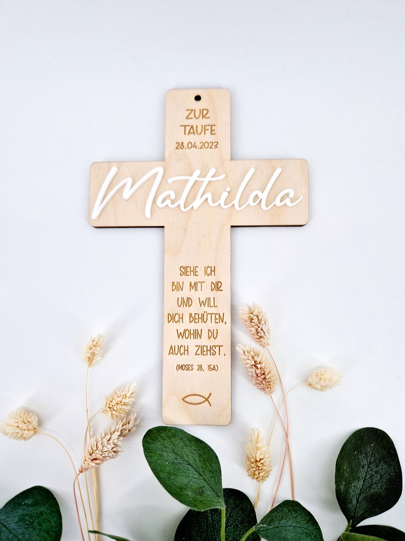 Personalized wooden cross/baptism gift/communion gift/godfather gift image 2